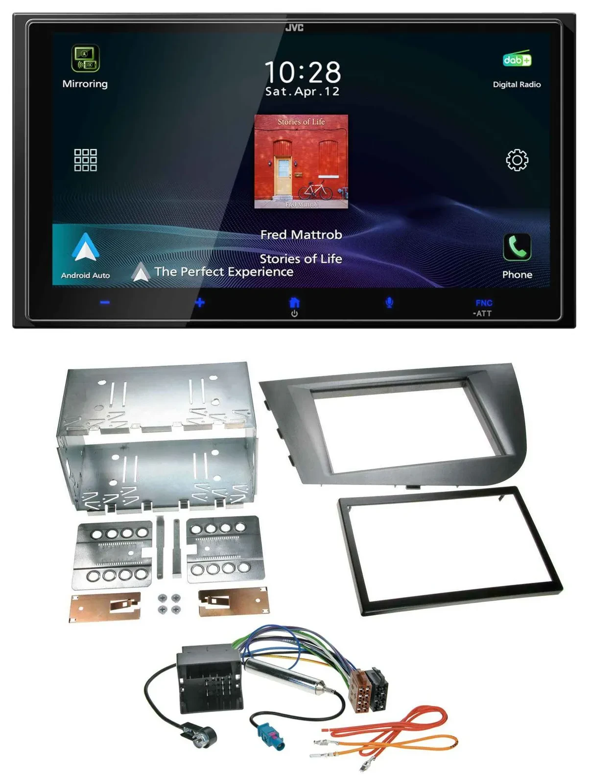 JVC USB Bluetooth 2DIN DAB MP3 Autoradio für Seat Leon 2005-2009 silber