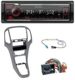 Автомагнитола Kenwood MP3 Bluetooth USB DAB для Opel Astra J (с 2009), титан серый