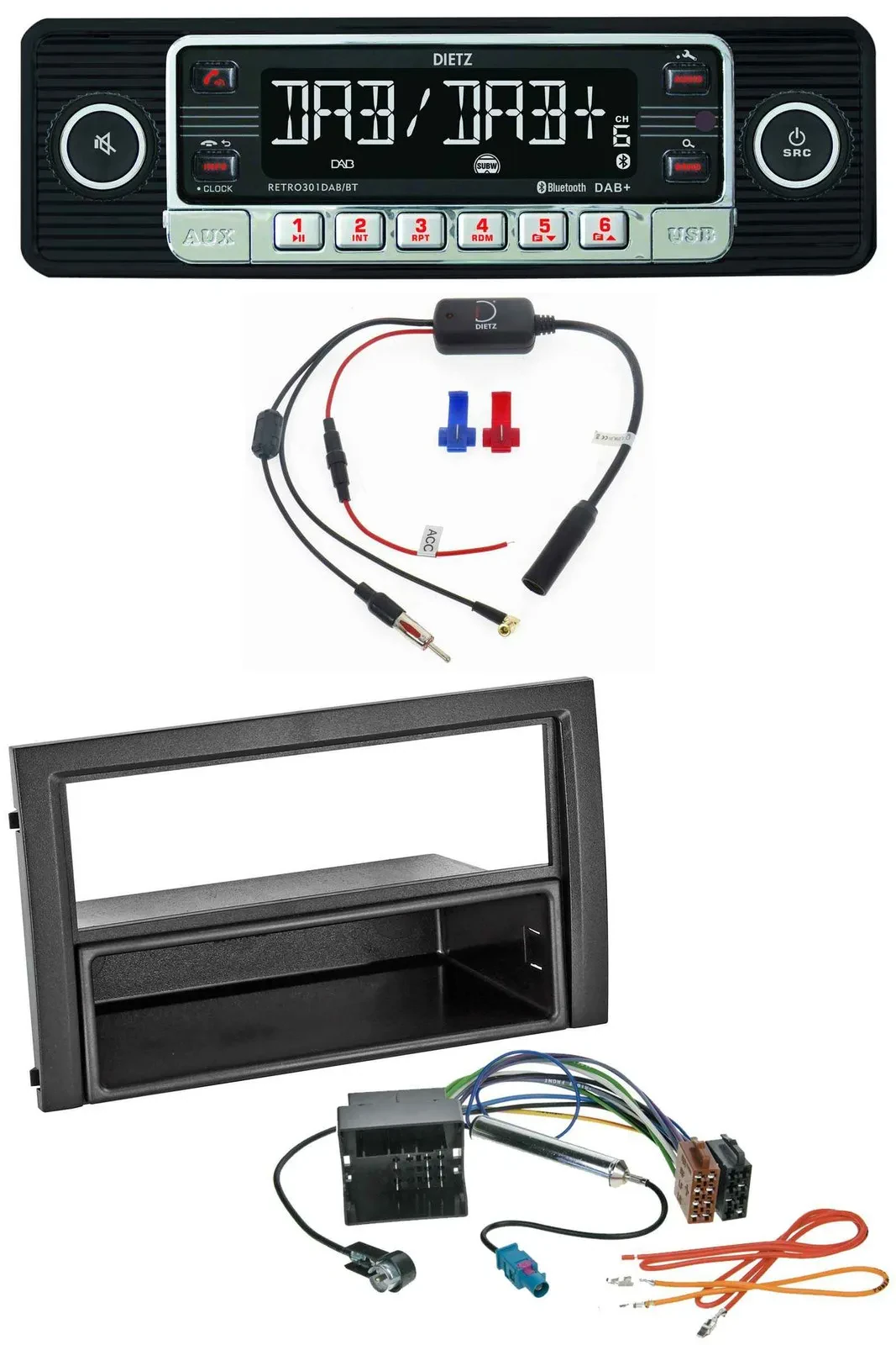 Dietz MP3 DAB Bluetooth USB Autoradio für Skoda Fabia 6Y Facelift 2004-2007 Quad