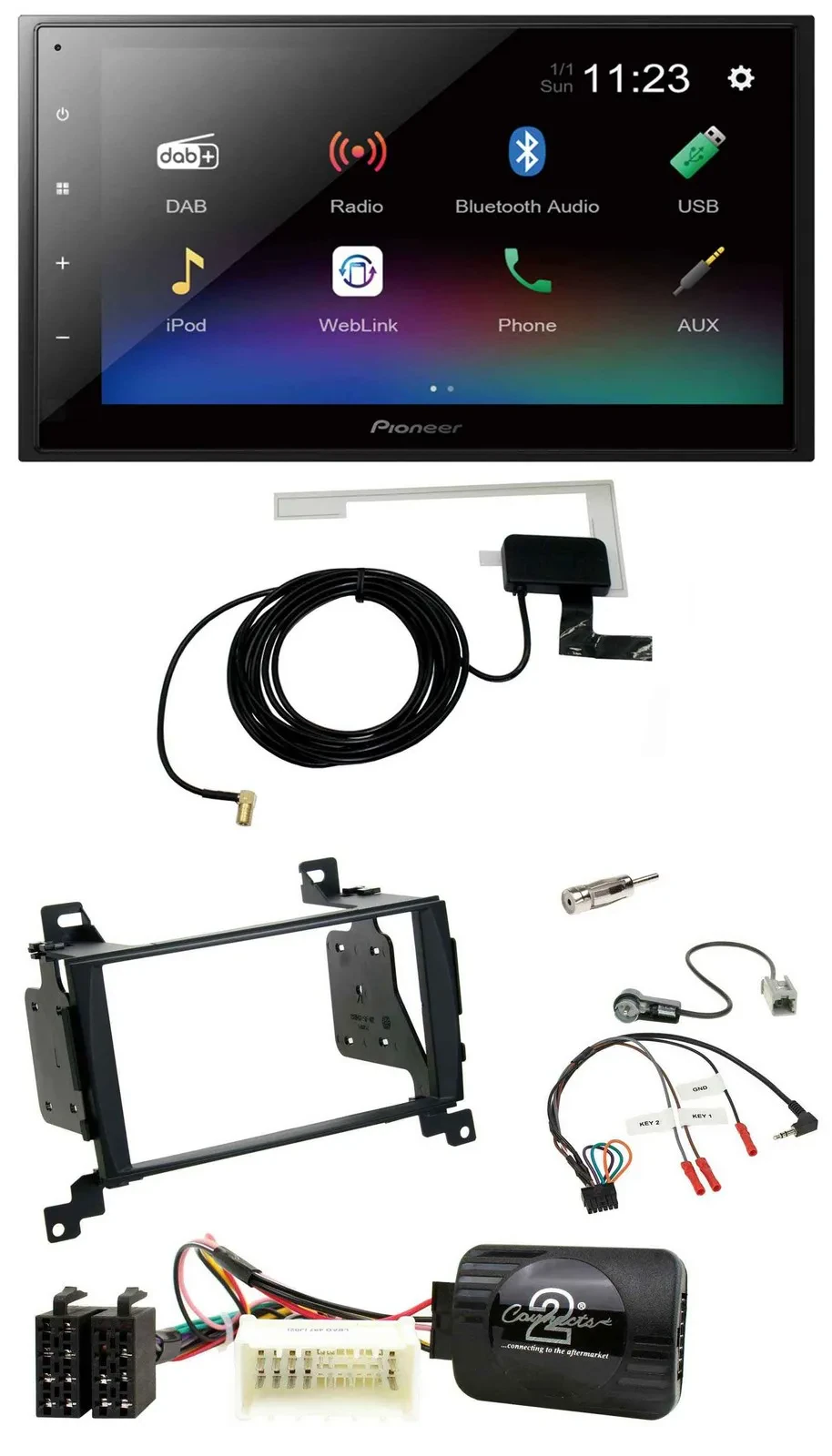 Pioneer DAB Lenkrad Bluetooth 2DIN USB Autoradio für Hyundai Santa Fe 07-12