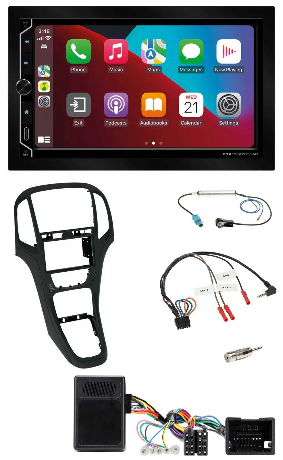 Автомагнитола для Opel Astra ESX 2DIN, DAB, USB, Bluetooth, поддержка управления с руля, перламутрово-черная