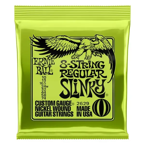 Струны для 8 струнной электрогитары ERNIE BALL 2629 Nickel Wound Slinky Regular 10-74