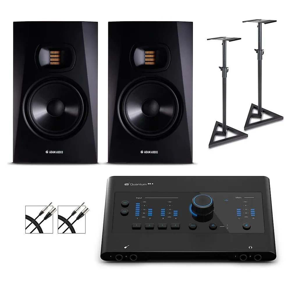 PreSonus Quantum ES4 Interface w/Adam Audio T7  Pair Cables & Stands
