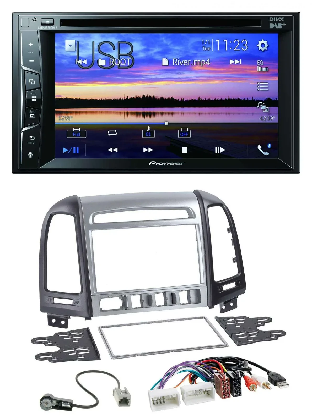 Pioneer Bluetooth 2DIN USB DVD DAB MP3 Autoradio für Hyundai Santa Fe AUX USB 4