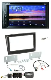 Автомагнитола Pioneer 2DIN, Bluetooth, USB, DVD, DAB, для Fiat Doblo (с 2015), чёрная, совместимая с кнопками на руле