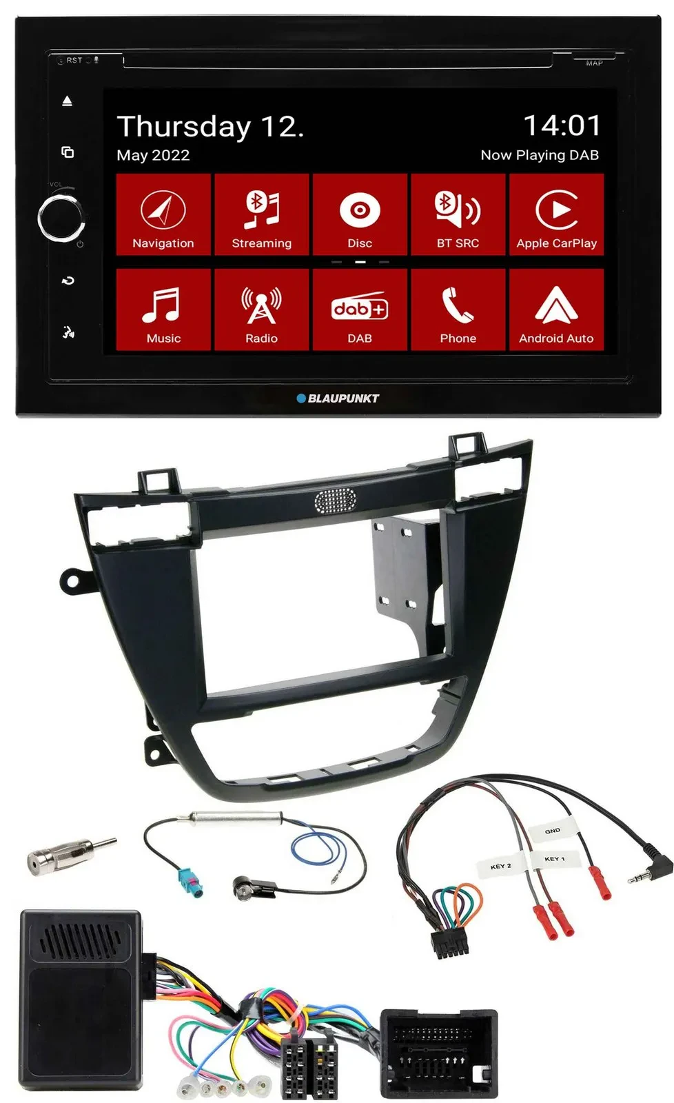 Blaupunkt 2DIN Lenkrad Bluetooth USB TMC DAB Navigation für Opel Insignia ab 08