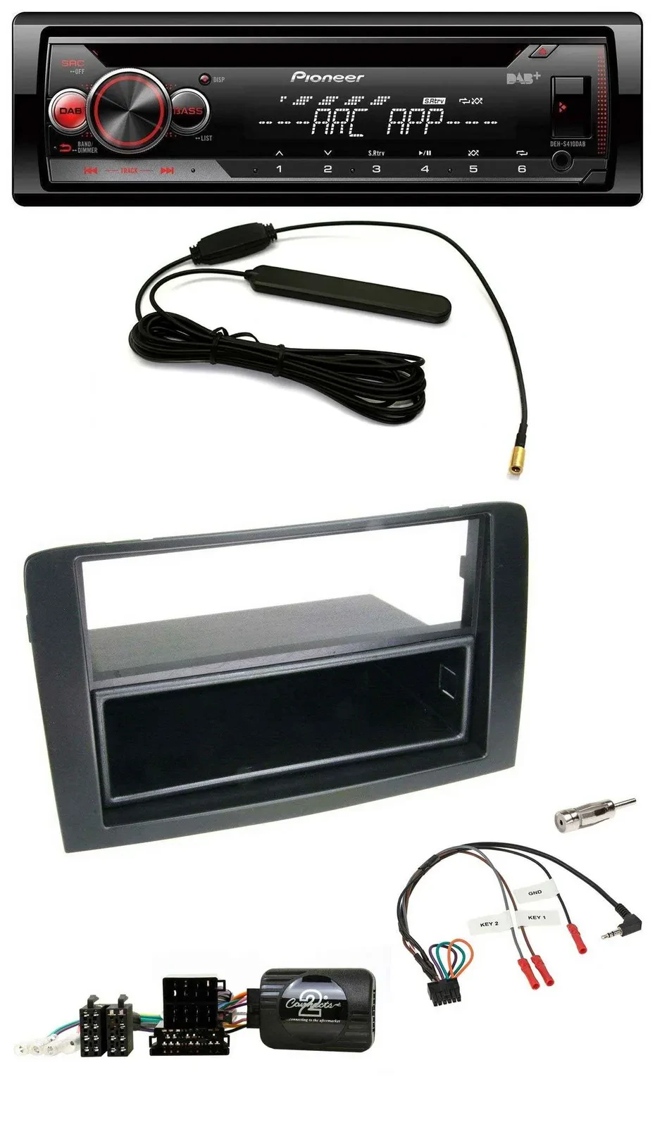 Pioneer CD USB Lenkrad DAB MP3 Autoradio für Fiat Idea 2006-2012 schwarz