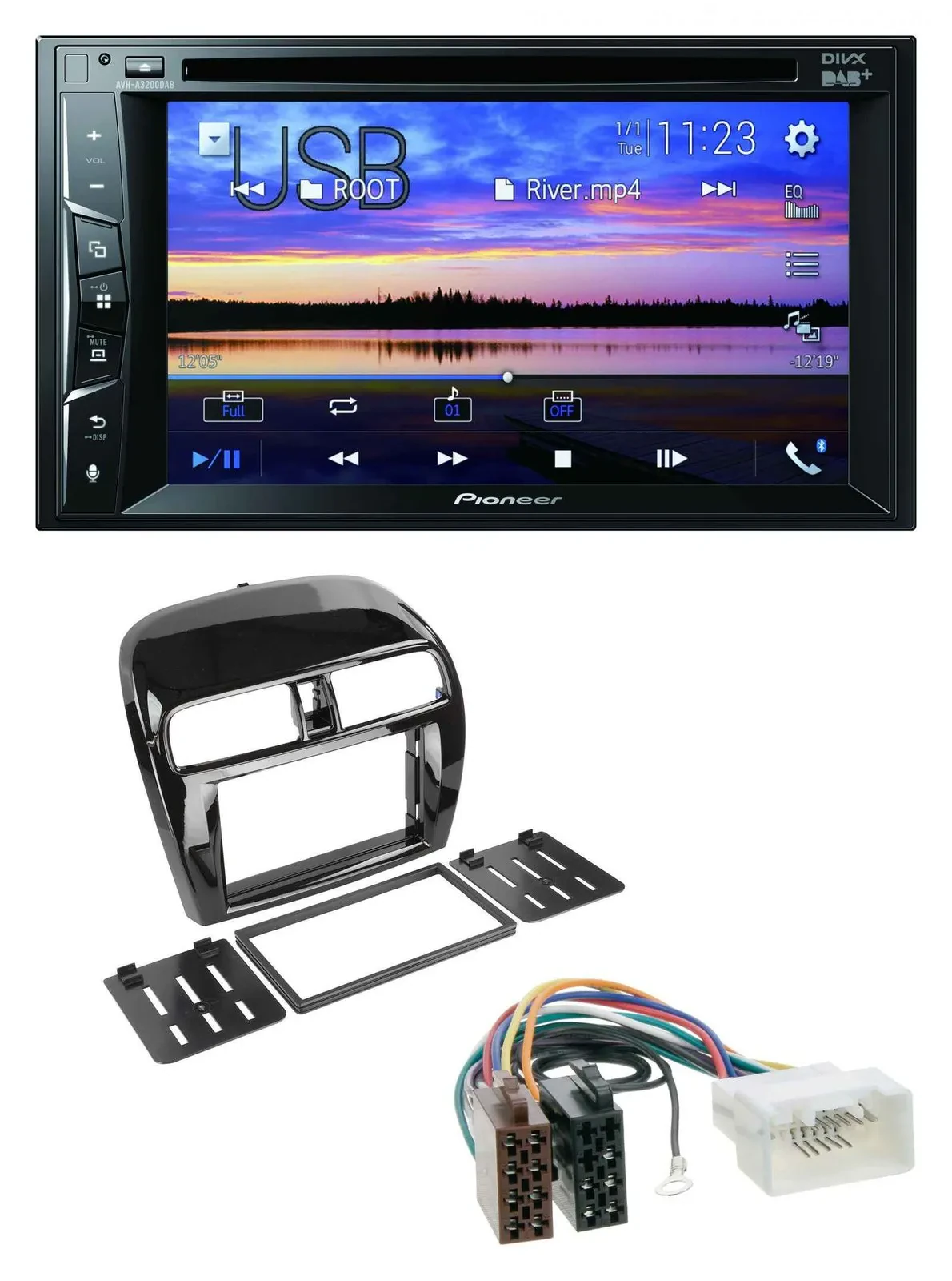 Pioneer Bluetooth 2DIN USB DVD DAB MP3 Autoradio für Mitsubishi SpaceStar Mirage