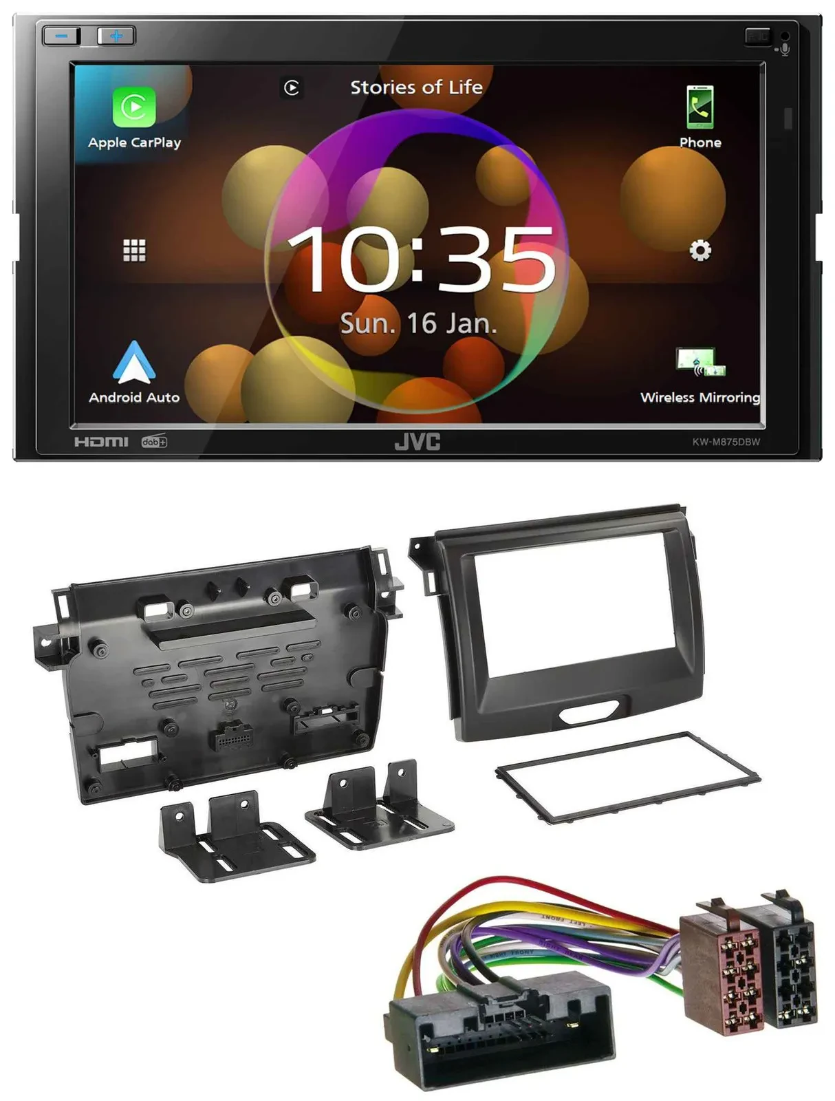 Автомагнитола для Ford Ranger 2AB (с 04/2015) JVC 2-DIN, DAB, Bluetooth, USB, MP3