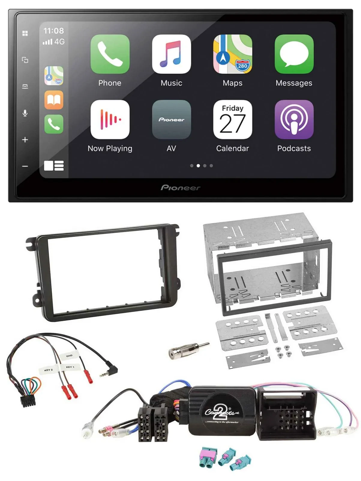 Pioneer Lenkrad Bluetooth DAB 2DIN USB Autoradio für VW Passat Polo Scirocco Sha