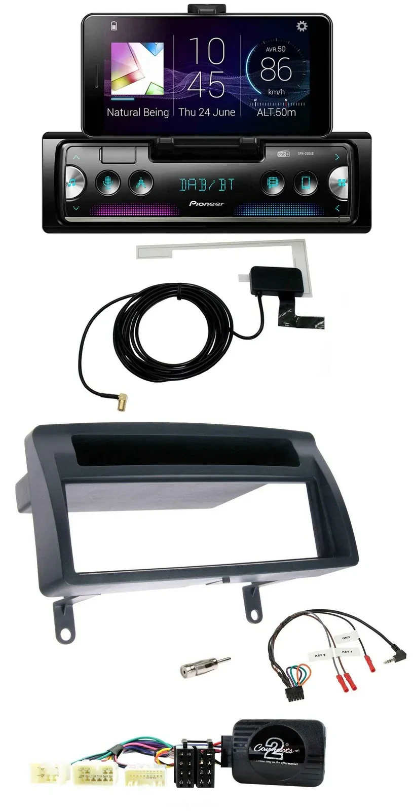 Автомагнитола для Toyota Corolla E12 2001–2007 Pioneer DAB, Bluetooth, USB, управление с руля