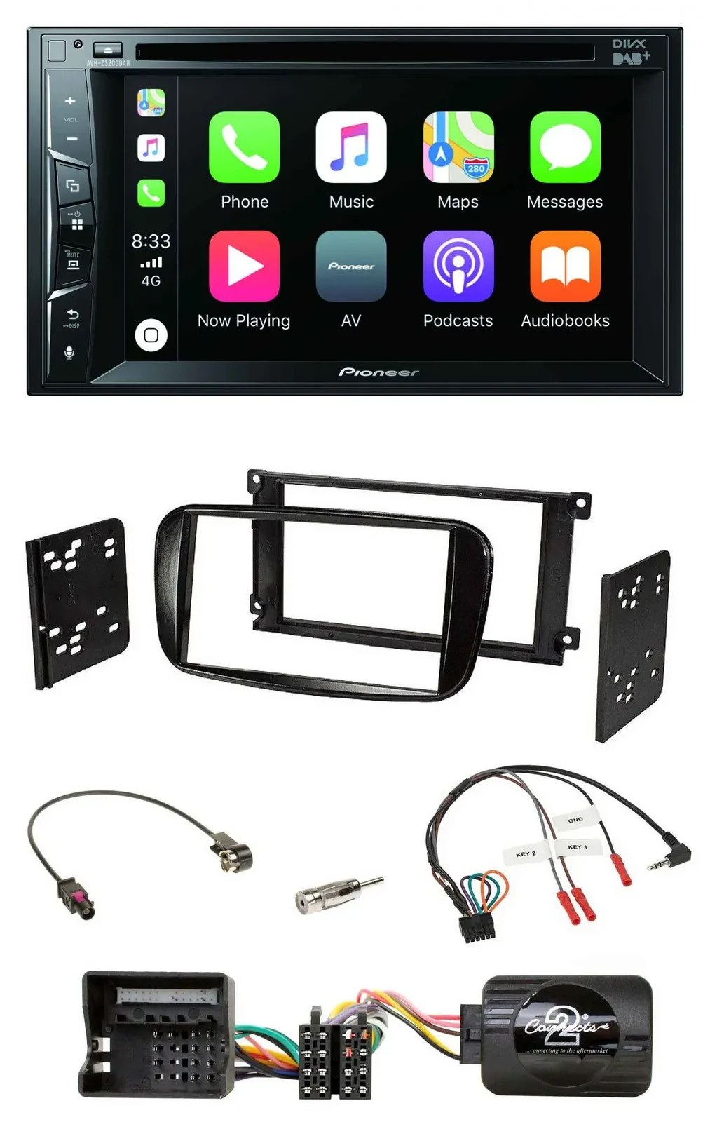 Pioneer Lenkrad USB DVD Bluetooth DAB 2DIN Autoradio für Ford C-Max Focus Galaxy