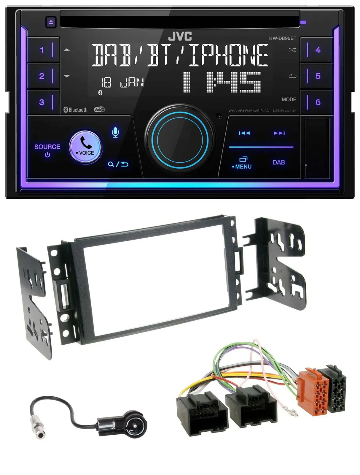 JVC MP3 USB 2DIN DAB Bluetooth CD Autoradio für Chevrolet Corvette Uplander 05-1