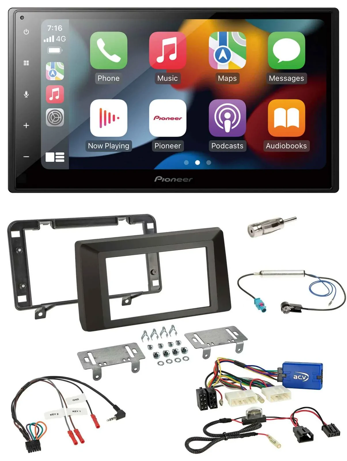 Pioneer DAB Bluetooth 2DIN USB Lenkrad Autoradio für Dacia Duster ab 2021