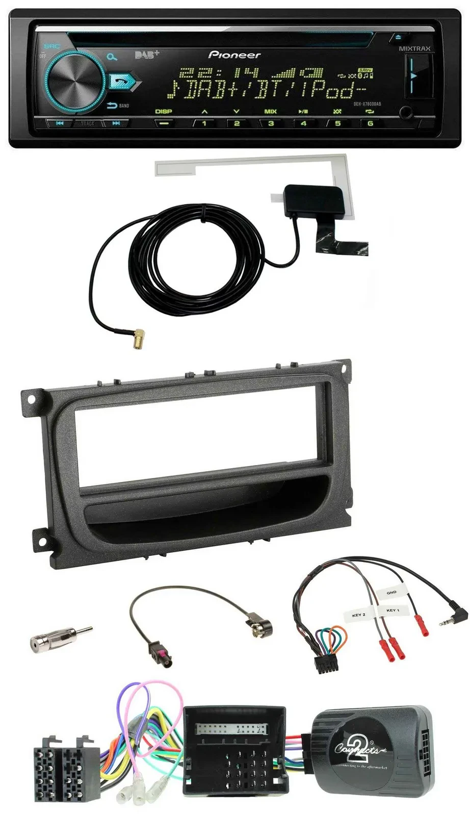 Pioneer MP3 Lenkrad CD USB DAB Autoradio für Ford Mondeo S-Max Can 07-14 schwarz