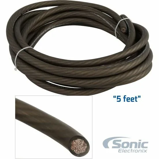 NVX XW0BK5 5 ft. EnvyFlex 1/0-Gauge Power/Ground Wire Cable Frosted Black