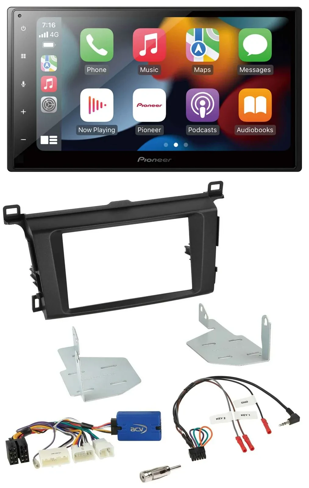 Pioneer DAB Bluetooth 2DIN USB Lenkrad Autoradio für Toyota RAV 4 ab 2013