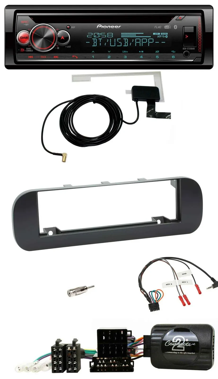 Автомагнитола для Fiat Panda (2012–2020) Pioneer DAB, CD, USB, Bluetooth, черный