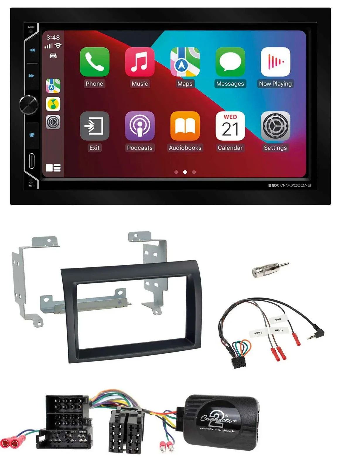 ESX 2DIN DAB USB Lenkrad Bluetooth Autoradio für Citroen Peugeot Fiat schwarz