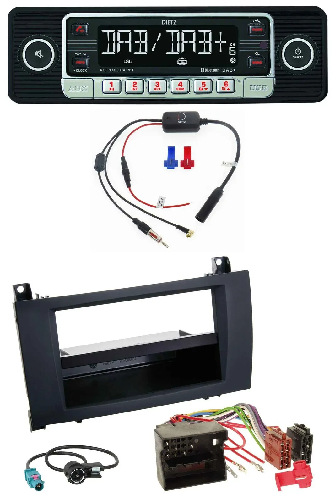 Dietz MP3 DAB Bluetooth USB Autoradio für Mercedes SLK (R171, 2004-2011)