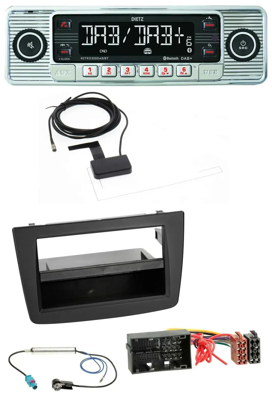 Автомагнитола для Alfa Romeo Mito 955 Dietz Bluetooth, USB, MP3, DAB черная