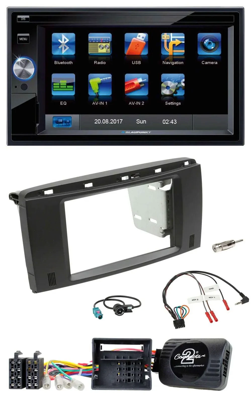 Blaupunkt SD USB TMC Bluetooth 2DIN Lenkrad Navigation für Mercedes R-Klasse 200