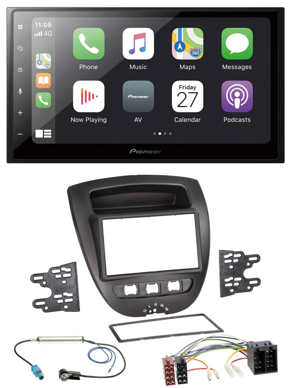 Pioneer MP3 Bluetooth DAB 2DIN USB Autoradio für Toyota Aygo Peugeot 107 Citroen