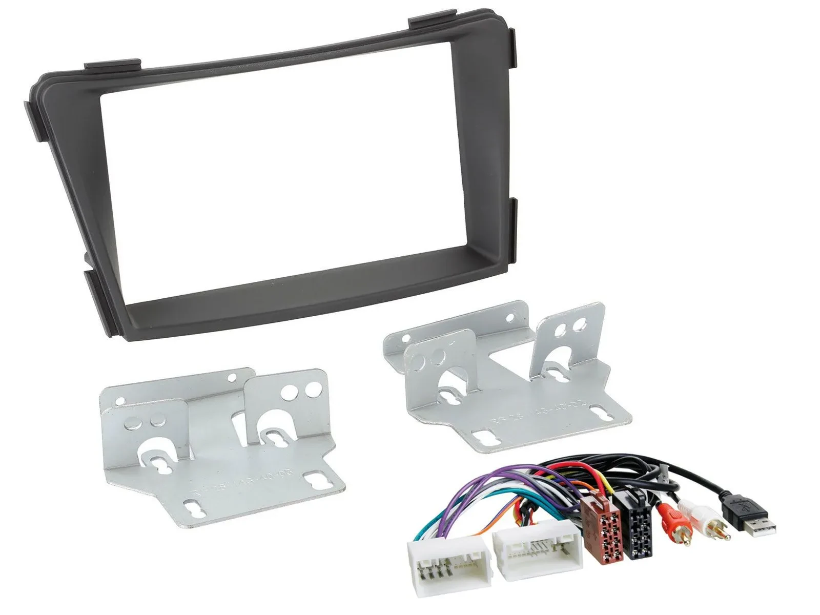 Установочный комплект для автомагнитолы Caraudio24 Double DIN для Hyundai i40 (VF, с 2011) черный, с AUX и USB (набор)