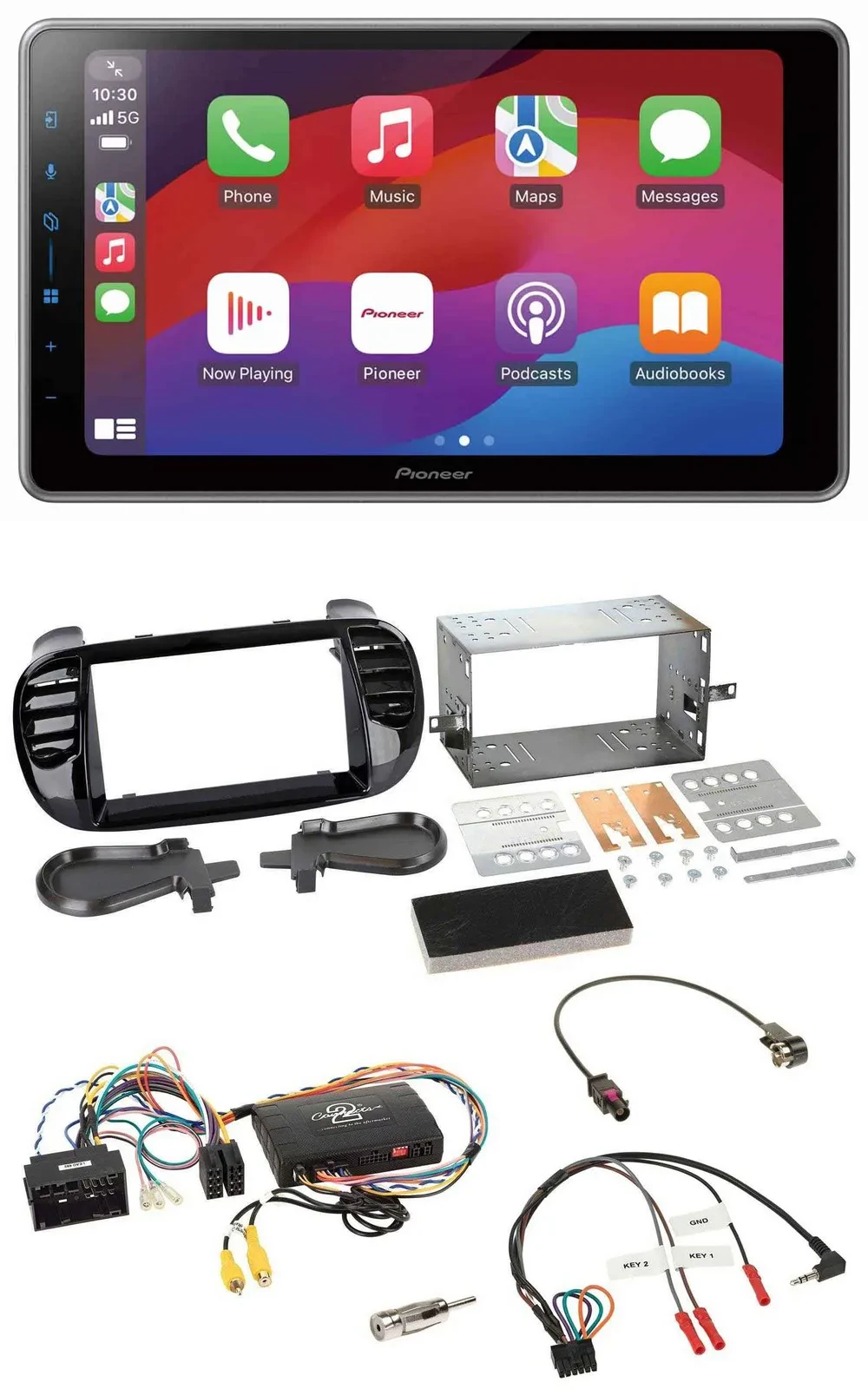 Pioneer Lenkrad USB DAB Bluetooth 2DIN Autoradio für Fiat 500 2014-2015 schwarz