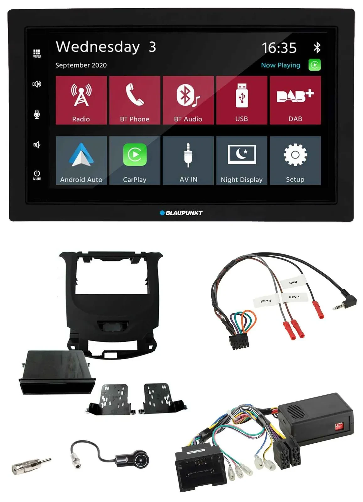 Blaupunkt 2DIN Lenkrad USB Bluetooth DAB Autoradio für Chevrolet Cruze ab 2016 k