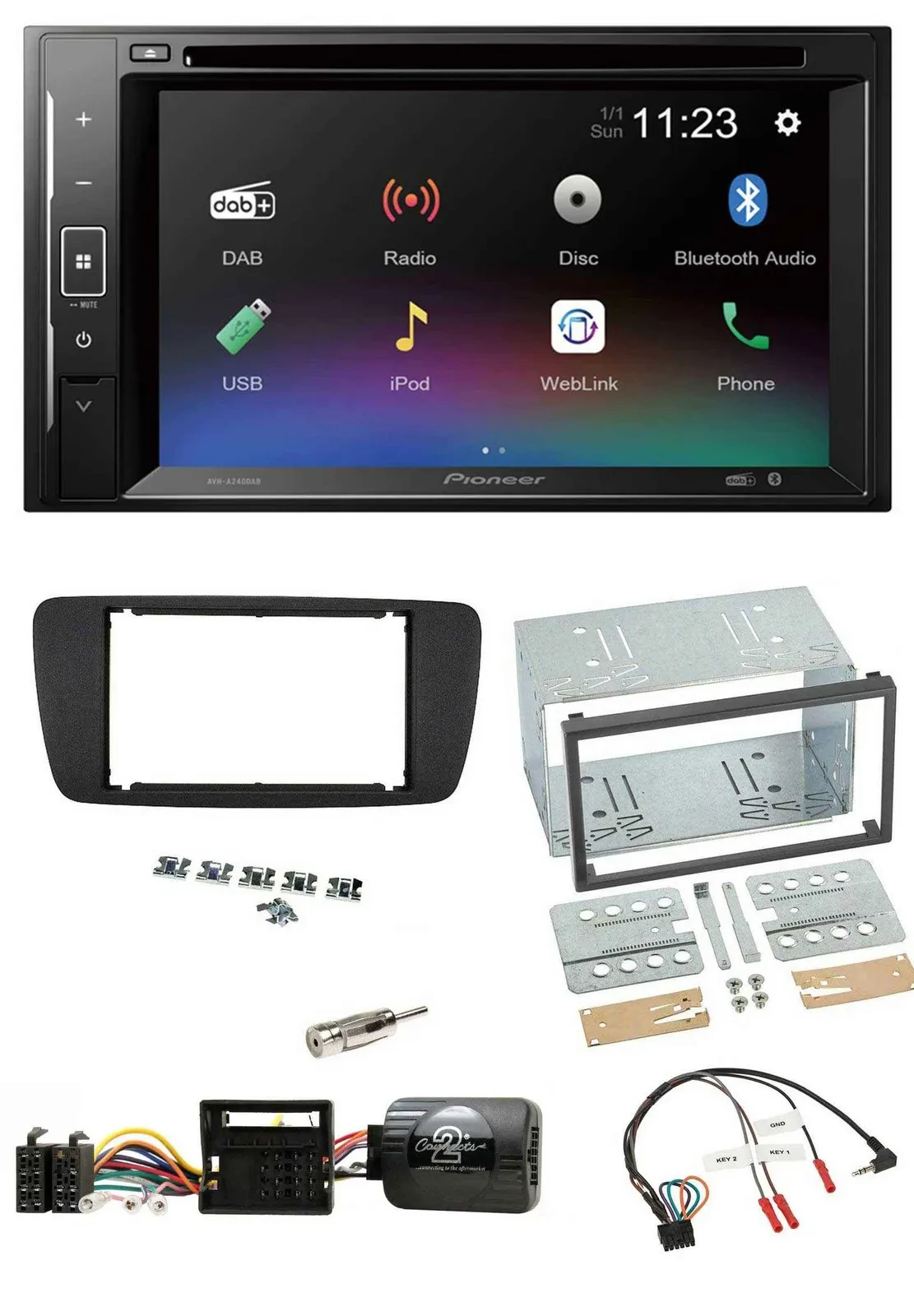 Pioneer Bluetooth Lenkrad USB 2DIN DAB DVD Autoradio für Seat Ibiza ab 08 nitsch