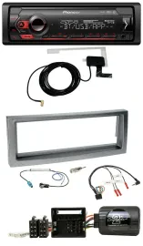 Автомагнитола Pioneer DAB USB Bluetooth для Citroen C5 (с 2005), серый металлик, совместим с управлением на руле