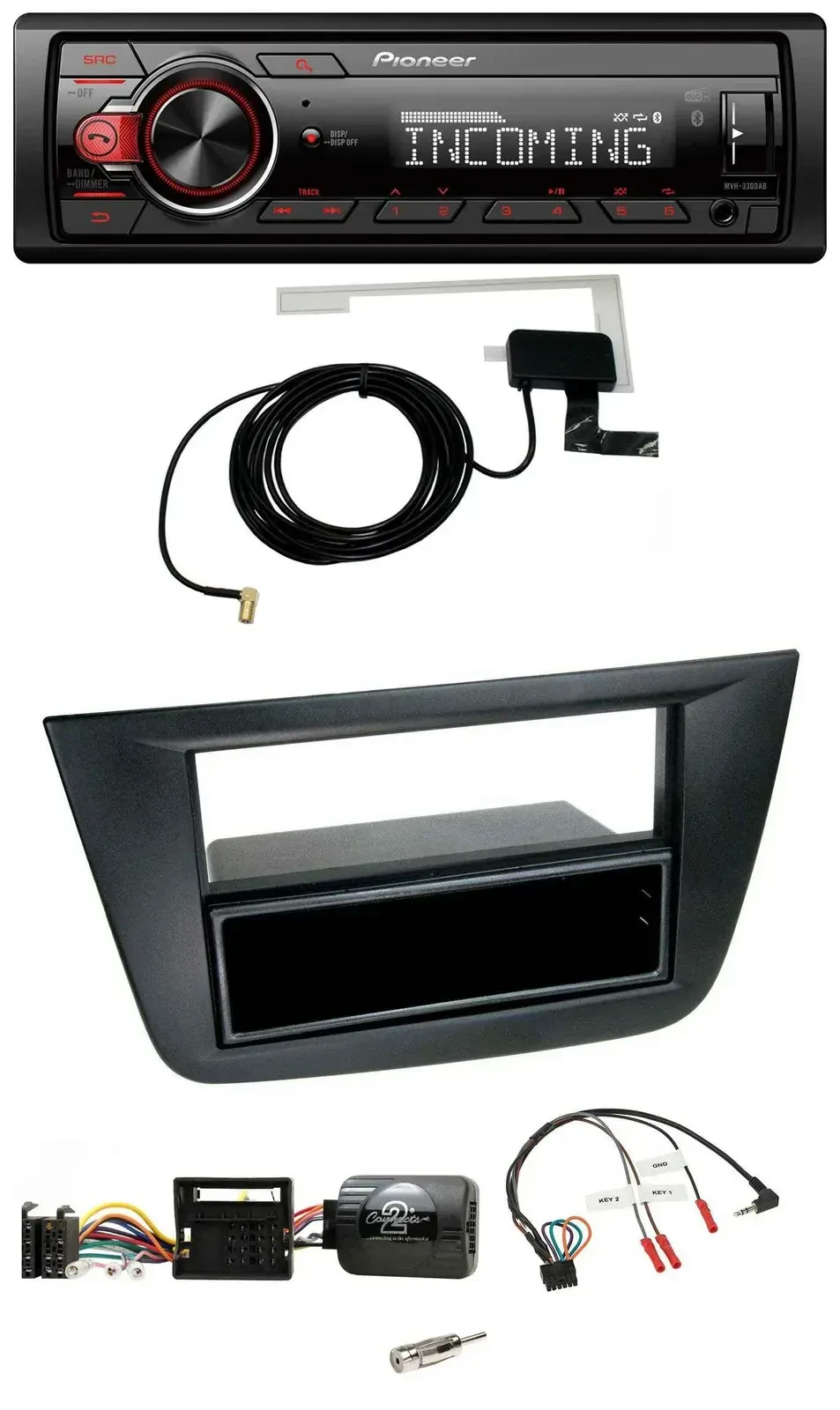 Автомагнитола для Seat Altea/Toledo 2004–2009 Pioneer DAB, Bluetooth, USB, поддержка управления на руле, черная