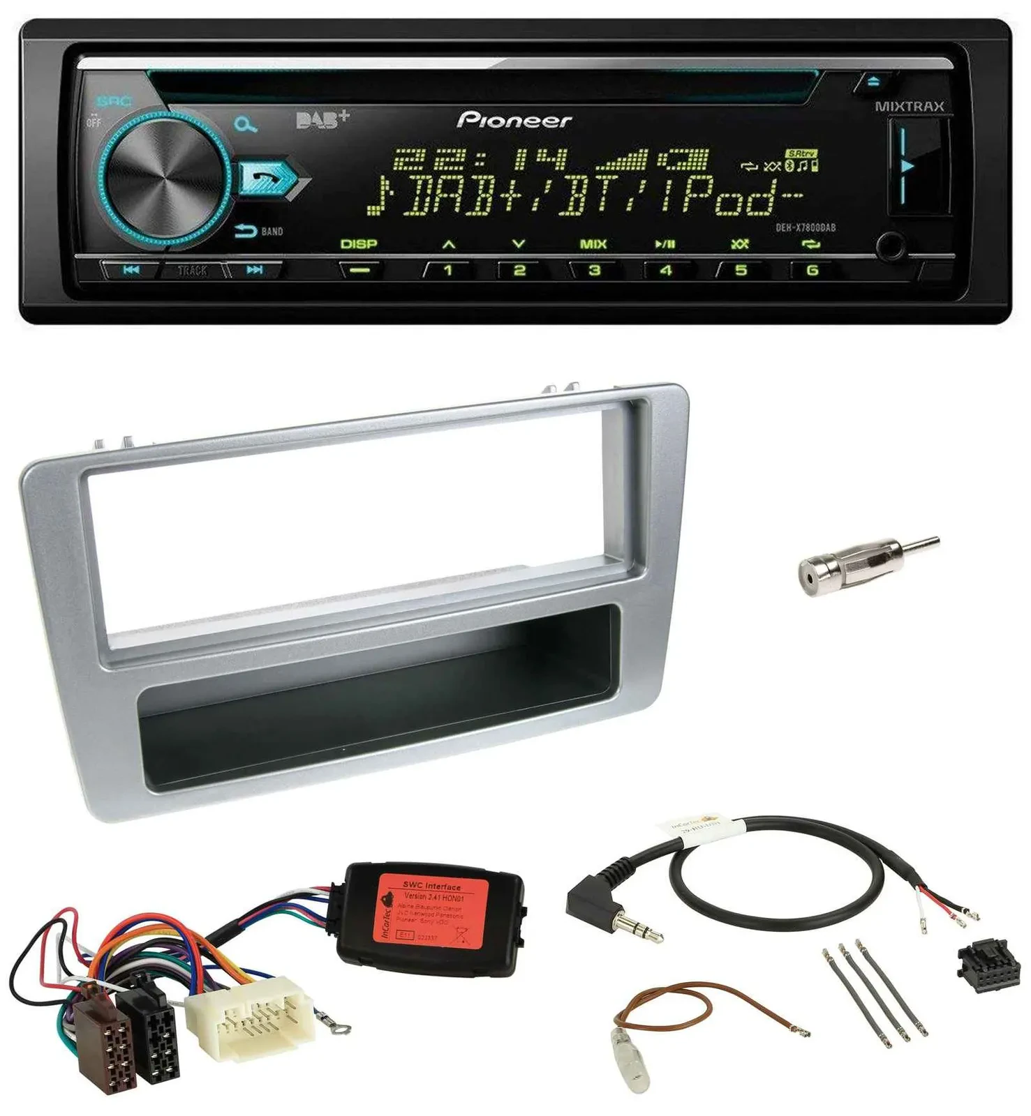 Автомагнитола для Honda Civic 2001–2003 Pioneer DAB CD USB Bluetooth серебристая