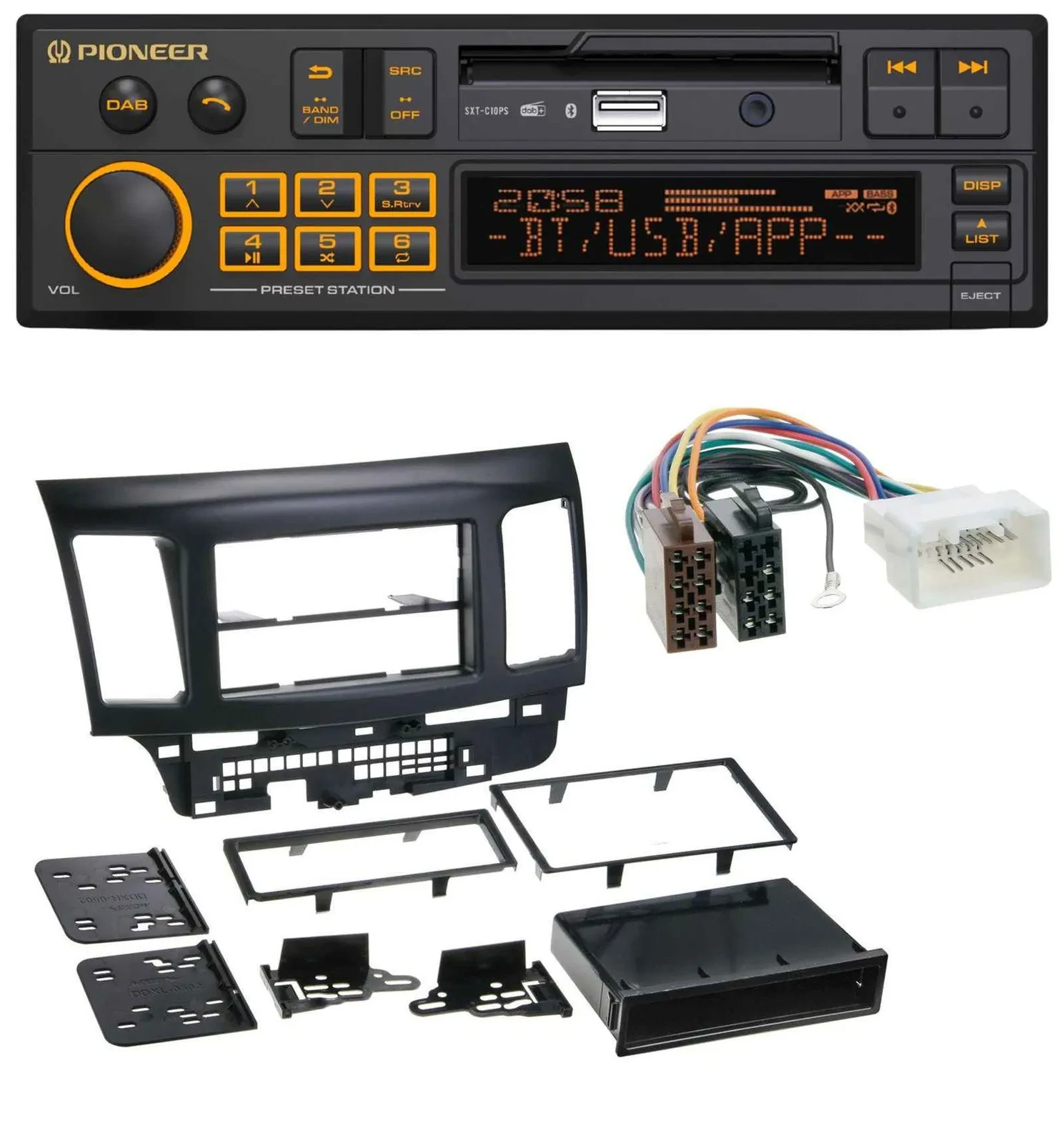 Pioneer DAB MP3 USB Bluetooth Autoradio für Mitsubishi Evo Lancer (ab 2008)