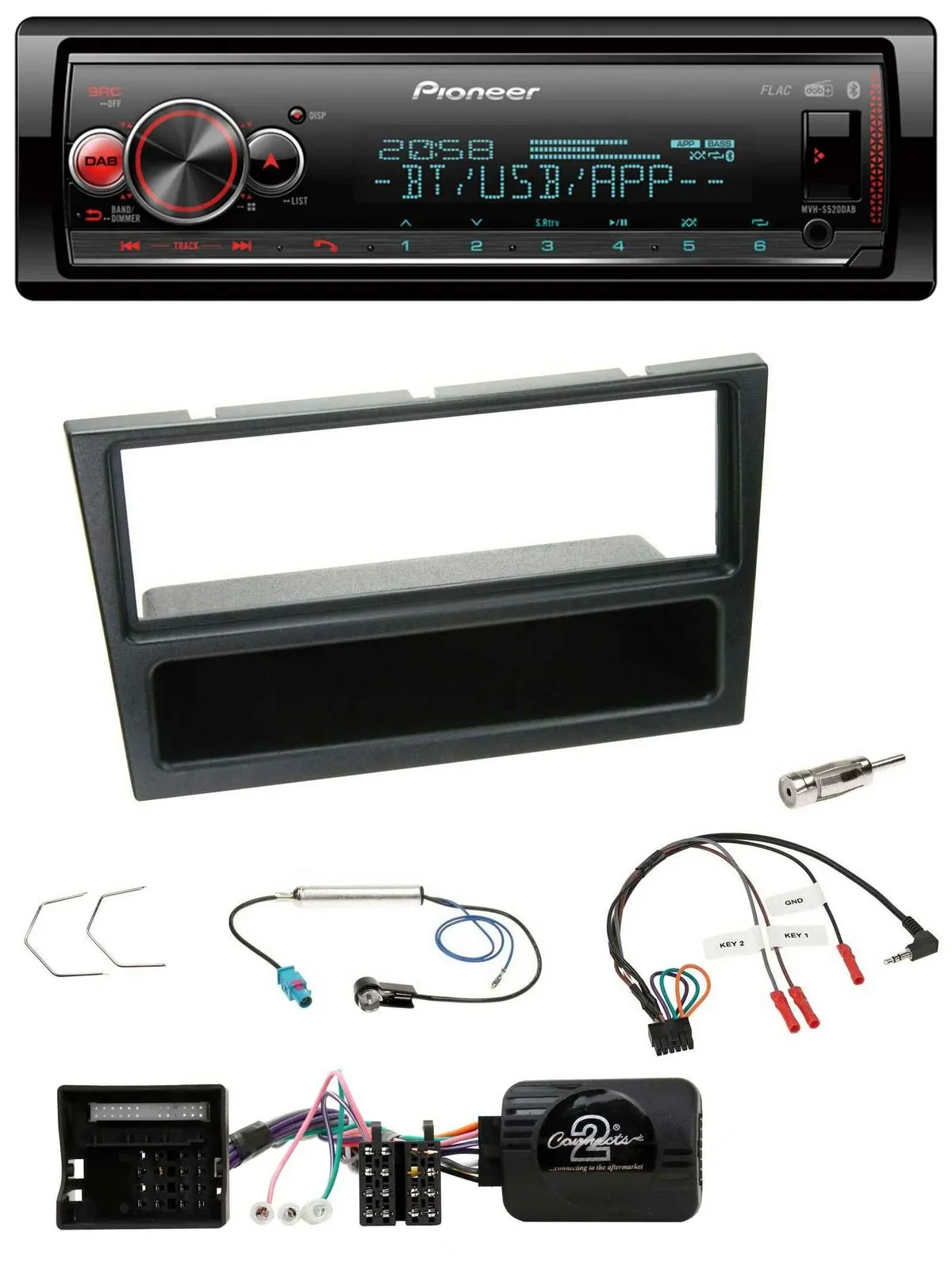 Pioneer Bluetooth USB Lenkrad DAB Autoradio für Opel Corsa C 2004-2006 schwarz