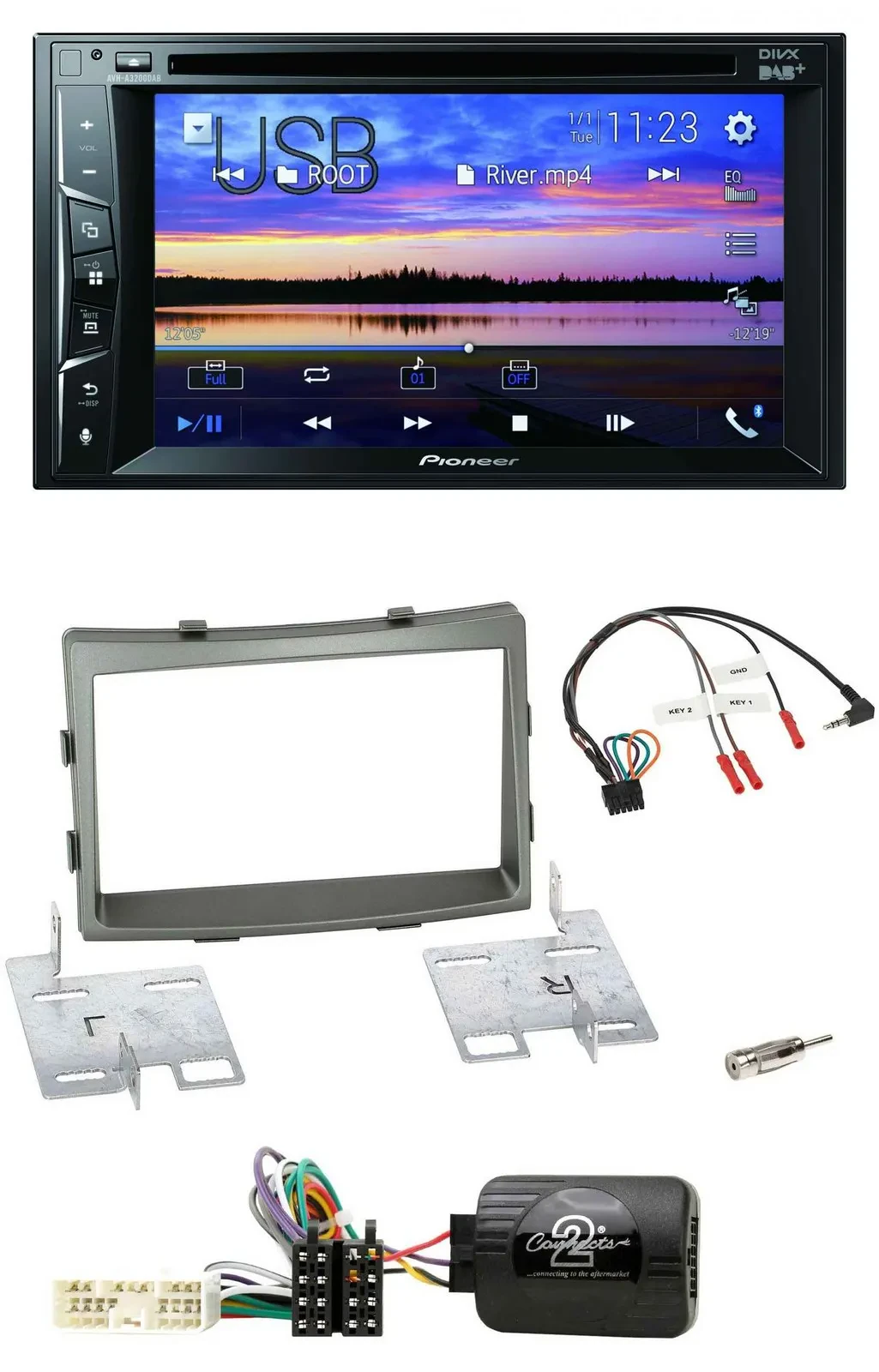 Pioneer Bluetooth 2DIN USB DVD DAB Lenkrad Autoradio für SSangYong Rodius ab 201