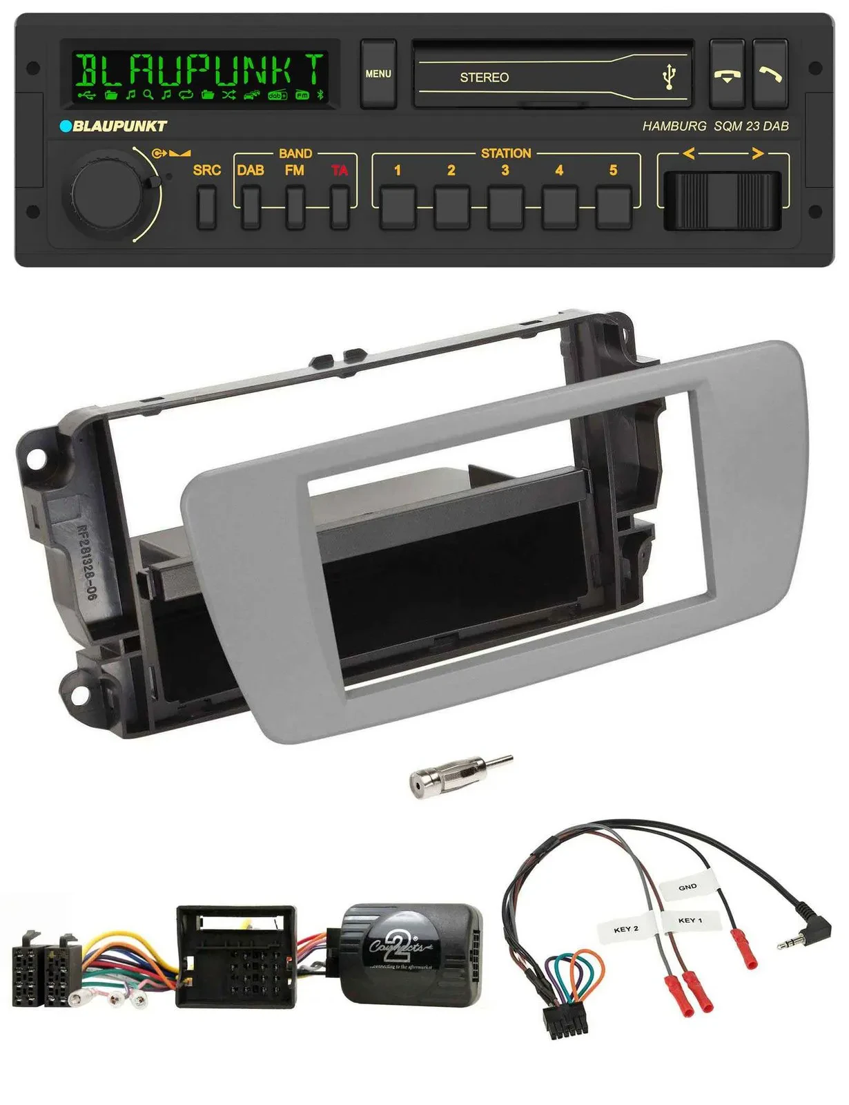 Blaupunkt USB DAB Bluetooth Lenkrad Autoradio für Seat Ibiza dublingrau