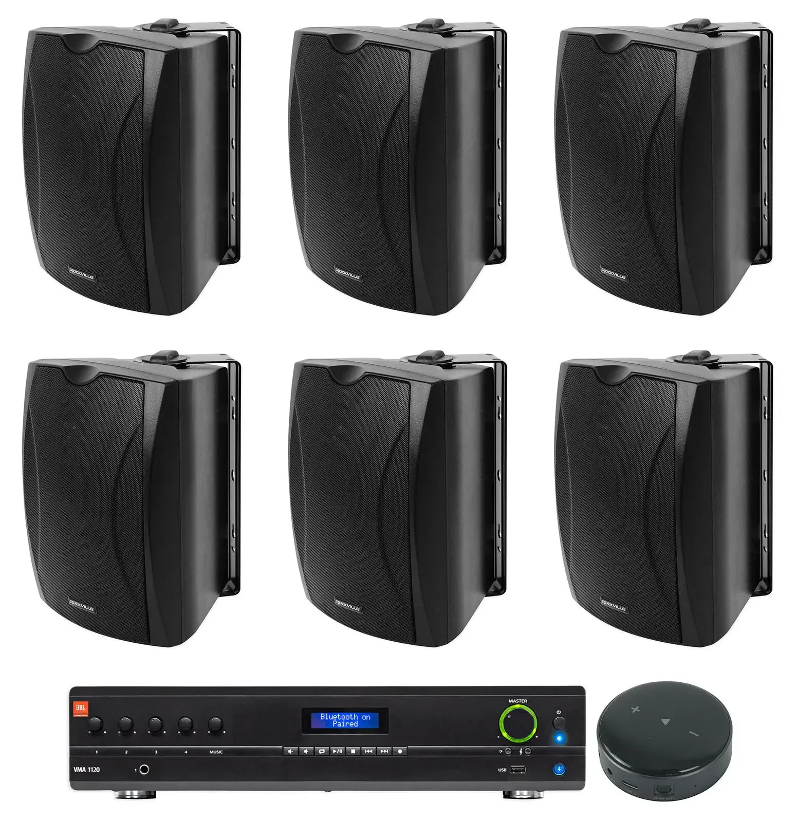 Настенная акустика JBL WET-6B Black с усилителем (6 штук)