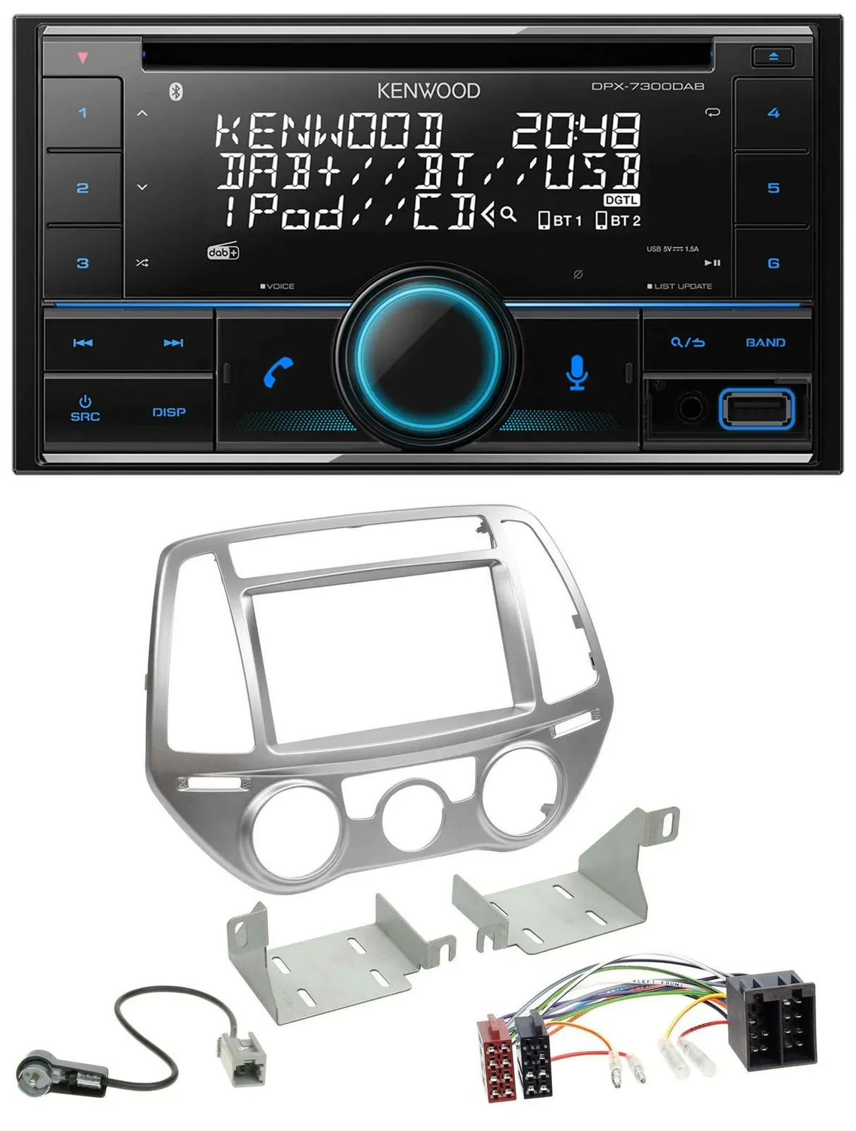 Kenwood CD 2DIN DAB USB MP3 Bluetooth Autoradio für Hyundai i20 12-14 man. Klima