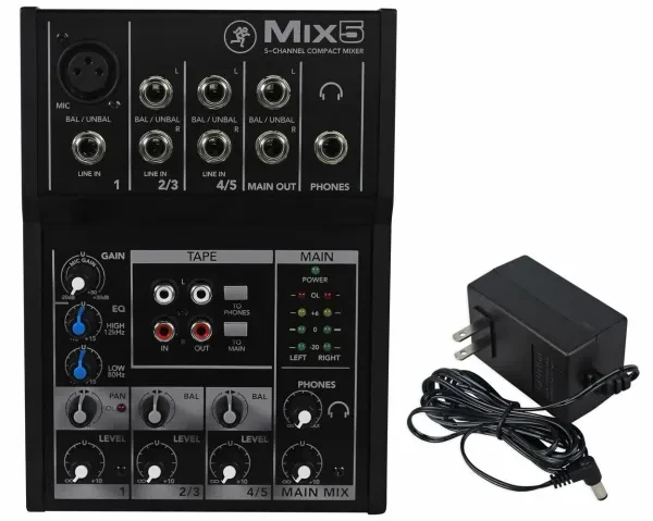 Mackie Mix5 5-Ch Compact Soundboard Mixing Console Mixer For Church/School