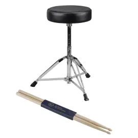 HA Double-Braced Drum Throne with Walnut 5A Wood Tip Drumstick, Pair #HADTHWD