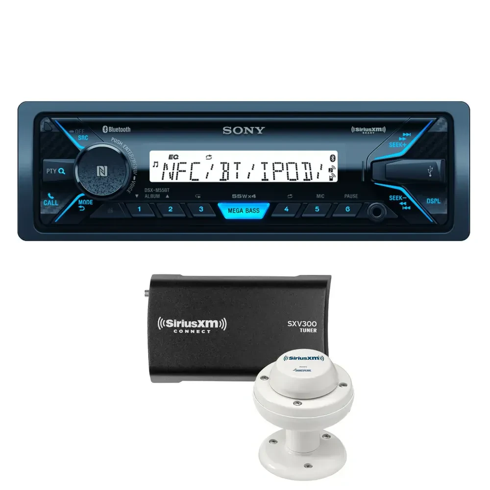 Автомагнитола для морского применения Sony DSX-M55BT 1 DIN, Bluetooth (набор, с тюнером SiriusXM SXV300M1)