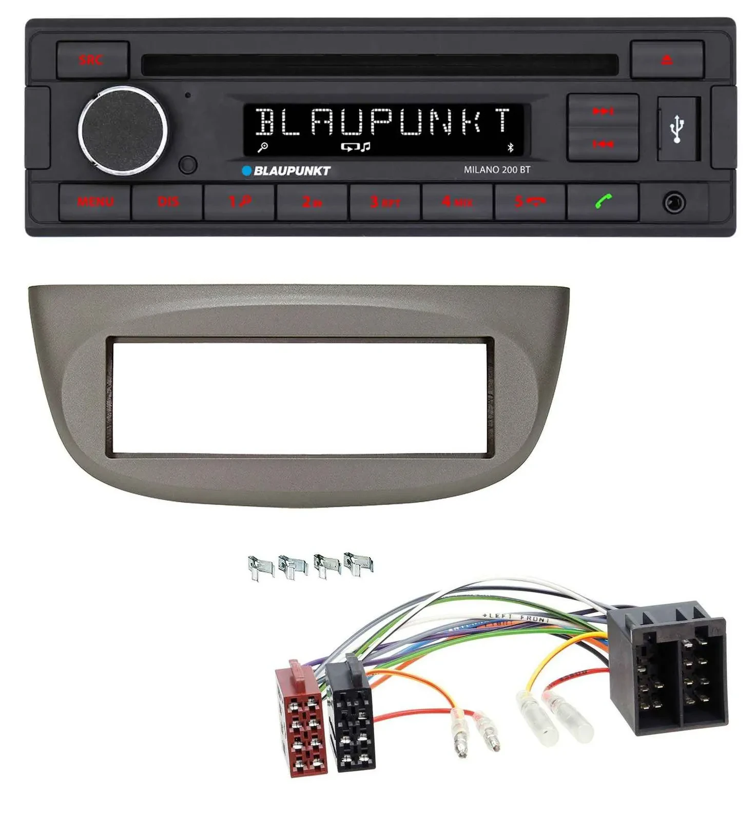 Автомагнитола для Renault Twingo (2007–2012) Blaupunkt MP3 USB CD Bluetooth AUX бежево-серая
