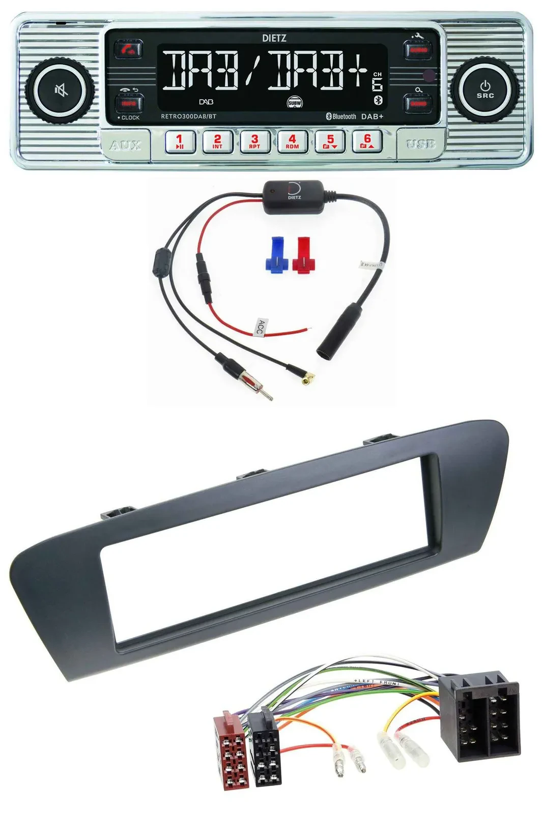 Dietz DAB USB MP3 Bluetooth Autoradio für Renault Scenic (ab 09) - grau