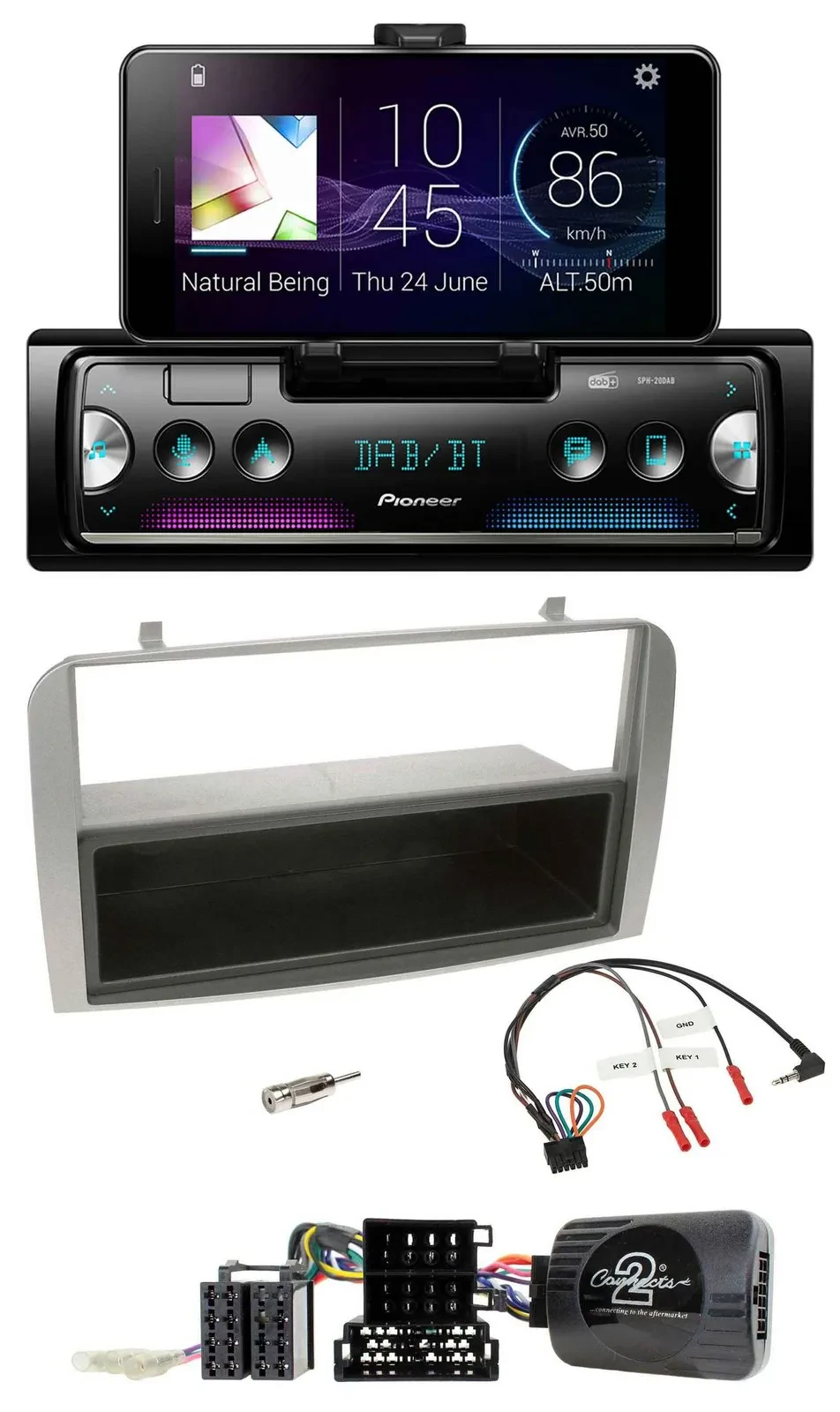 Pioneer USB Lenkrad Bluetooth DAB Autoradio für Alfa GT 147 07-10 silber Ablagef