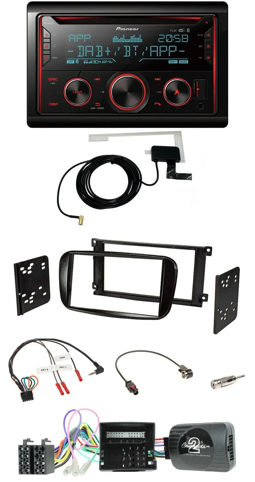 Pioneer 2DIN Lenkrad DAB USB CD Bluetooth Autoradio für Ford Focus C-Max CAN-Bus