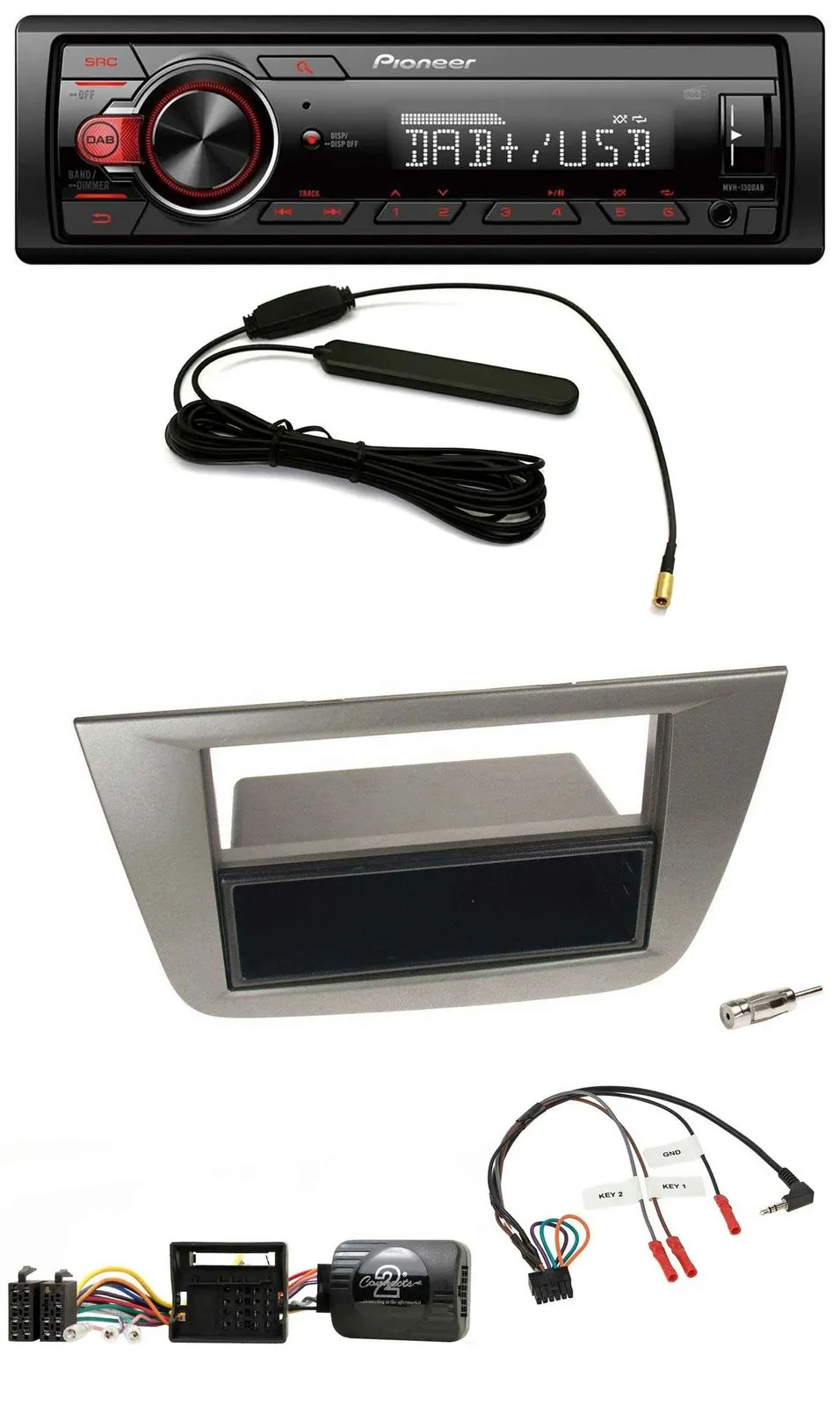 Автомагнитола Pioneer 1 DIN, DAB, USB, для Seat Toledo/Altea (2004–2009), антрацит