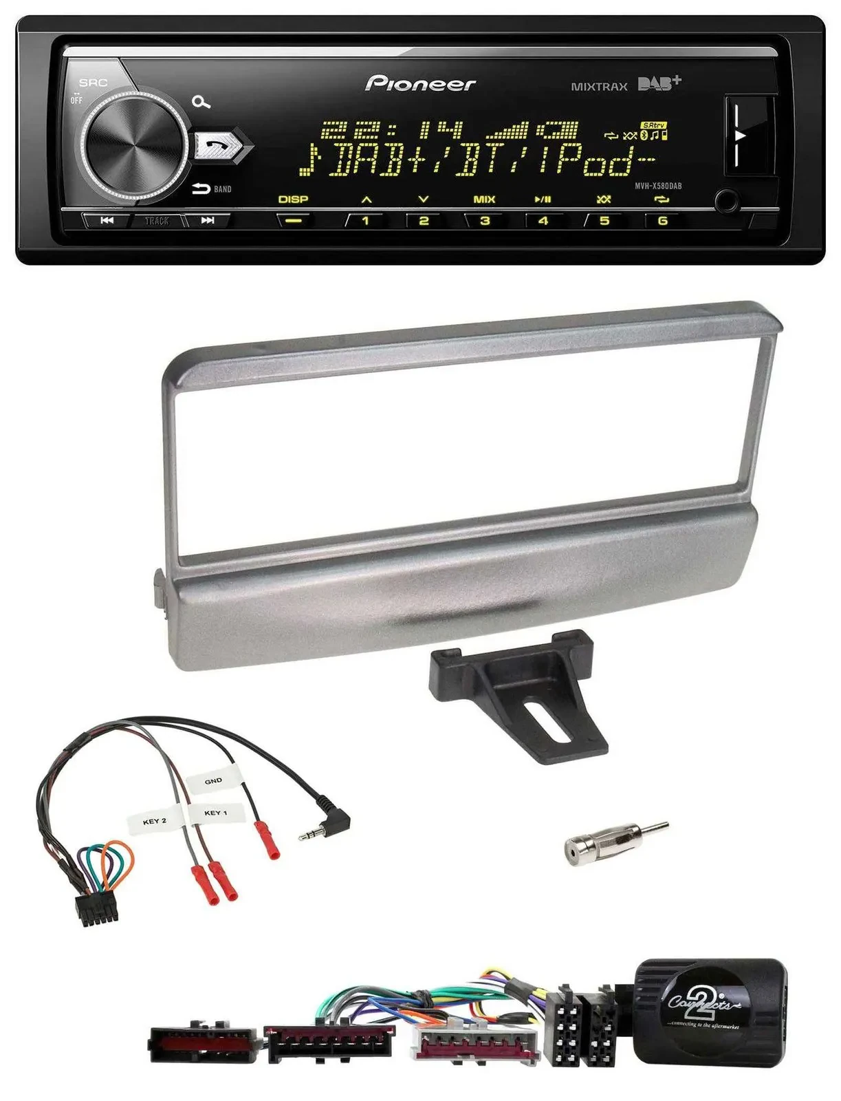 Pioneer Bluetooth USB DAB Lenkrad Autoradio für Ford Mondeo 2000-2002 silber