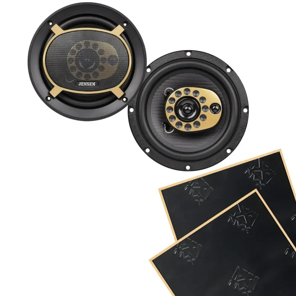 Jensen JS65T 6.5" Triaxial Coaxial Car Speakers + Sound Damping